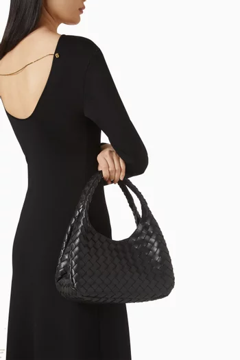 حقيبة كتف كامبانا بتصميم مجدول جلد ماعز