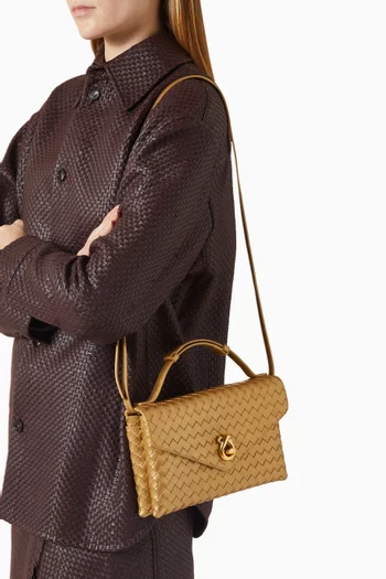 Knot Lock Crossbody Bag in Intrecciato Piccolo Lamina Leather