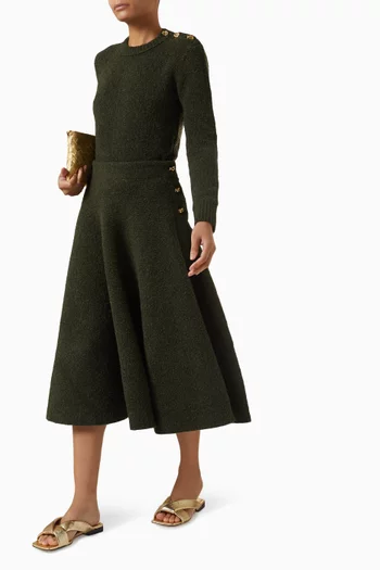 تنورة بقصة على شكل حرف A‏ صوف وبوكليه