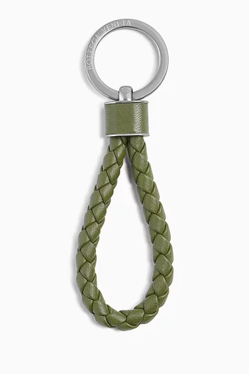 سلسلة مفاتيح جلد ماعز بتصميم مجدول