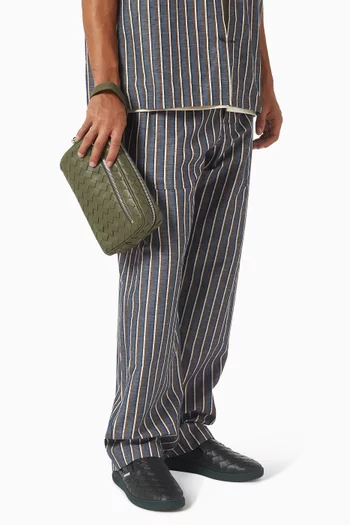 Pouch with Wristlet in Intrecciato Leather