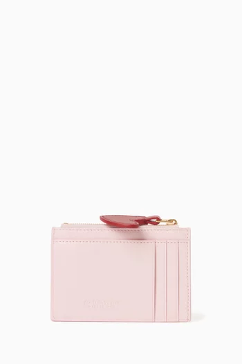 Zip Card Case in Intrecciato Leather