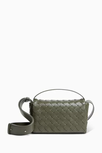 Mini Bag With Flap in Intrecciato Leather