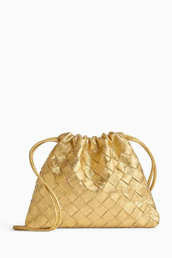 حقيبة صغيرة جلد مجدول بملمس ستان