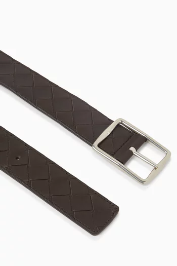 حزام بوجهين جلد مجدول