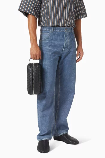 Travel Pouch in Intrecciato Leather