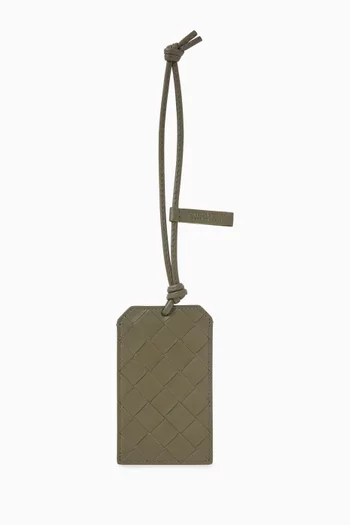 Badge Holder on Strap in Intrecciato Leather