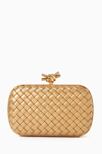 Knot Minaudière Clutch in Intrecciato Piccolo Lamina Leather