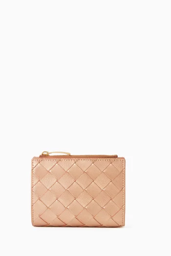 Small Bifold Wallet in Intrecciato Lamina Leather