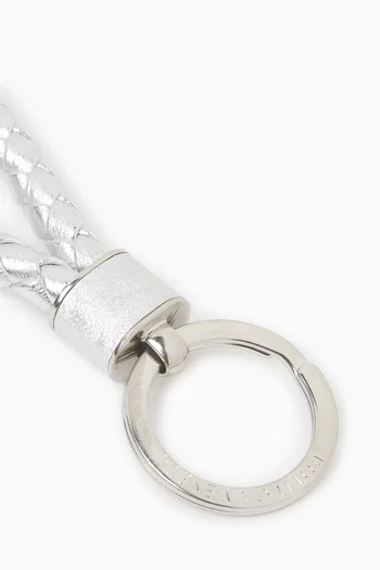 Key Ring in Intrecciato Satin Leather