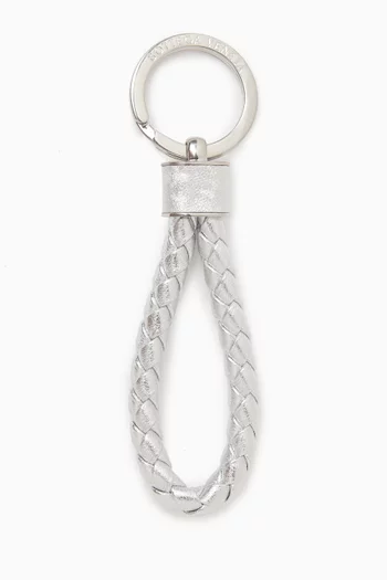 Key Ring in Intrecciato Satin Leather