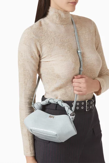 حقيبة بو ميني جلد معاد تدويره بنقشة جلد التمساح