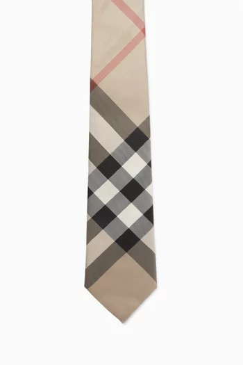 ربطة عنق بنقشة مربعات حرير