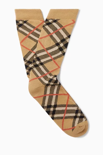 جوارب بنقشة مربعات مزيج قطن