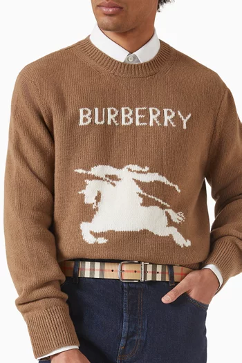 Reversible Check Pin Belt in Leather