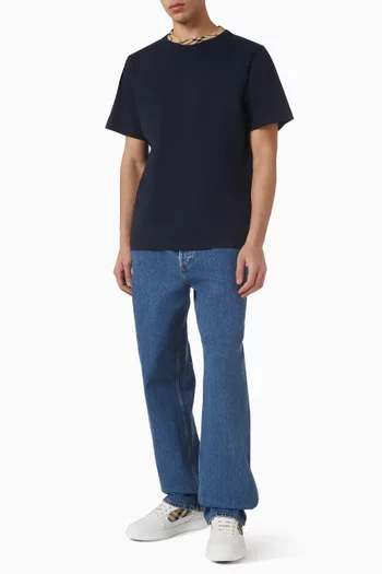 Check Trim T-shirt in Cotton