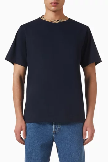 Check Trim T-shirt in Cotton