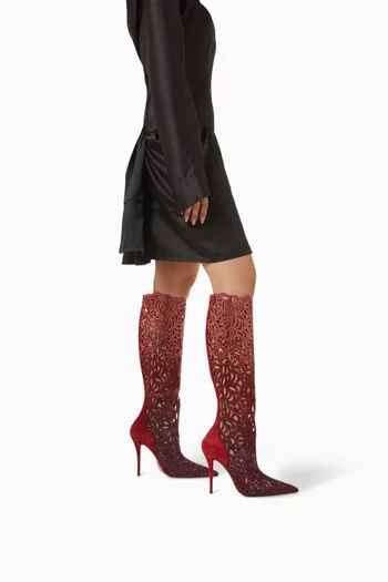 Lasera Strass Botta 100 Embellished Boots in Veau Velours