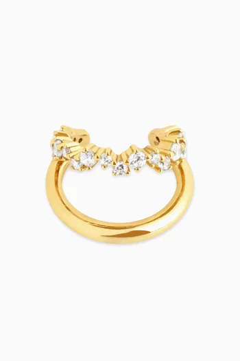 Spiral Crystal Single Ear Cuff in 18kt Gold-plated Sterling Silver