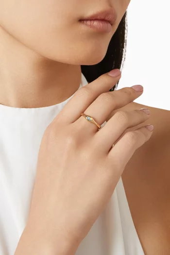 خاتم كوكتيل مرصع بحجر أوبال بشكل كمثرى فضة إسترلينية مطلية بالذهب عيار 18