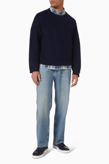 Ribbed Crewneck Sweater in Wool & Cashmere