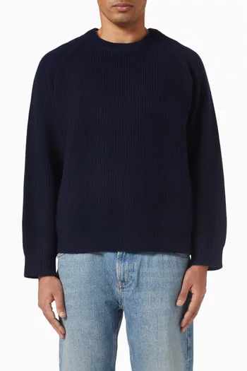Ribbed Crewneck Sweater in Wool & Cashmere