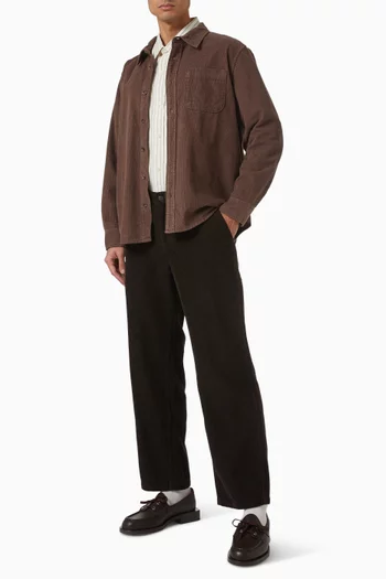 بنطال قماش قطن مخملي مضلع