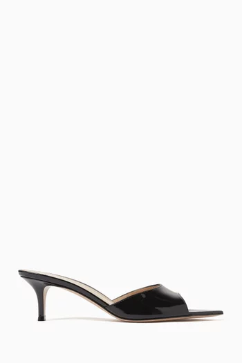 حذاء إيل مفتوح من الخلف بكعب 55 مم جلد لامع