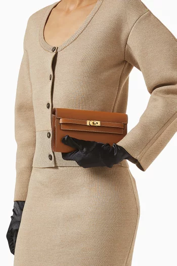 حقيبة كيلي تو جو جلد ايبسوم ذهبي غير مستعملة