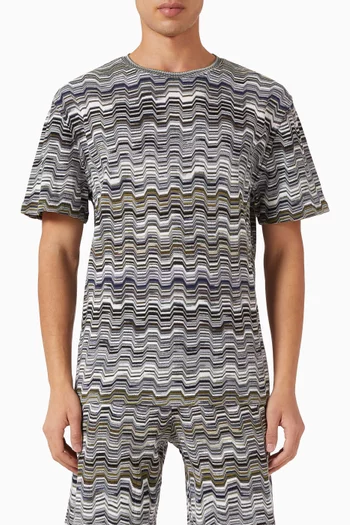 Fret Raschel T-shirt in Cotton & Viscose