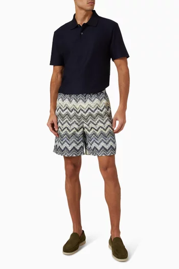 Long Dashed Zigzag Swim Shorts