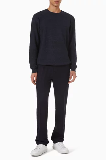 سترة بنقشة خطوط متعرجة بنفس اللون صوف وقطن