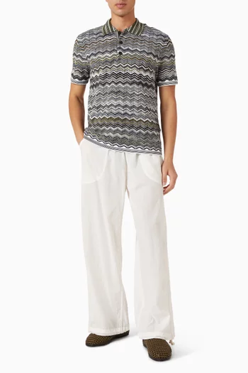 تي شيرت بولو منسوج بنقشة خطوط شيفرون قطن