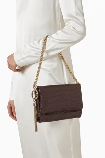 Callie Flap Shoulder Bag in Embossed Leather