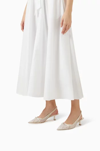 حذاء كلاسيك أميتا بسير خلفي وكعب 45 مم دانتيل وجلد