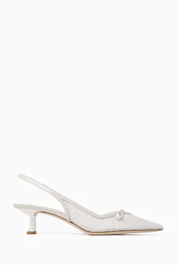 حذاء كلاسيك أميتا بسير خلفي وكعب 45 مم دانتيل وجلد