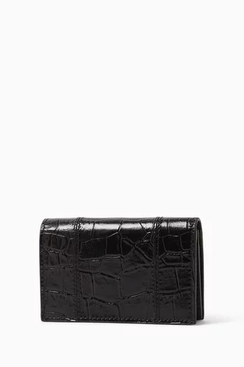 Diamond Nello Coin Purse in Croc-embossed Calf Leather