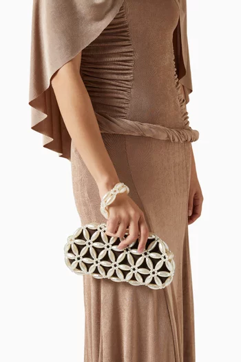Tebea Top-handle Clutch in Beads & Silk Satin