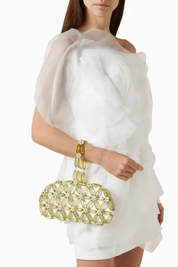 Tebea Top-handle Clutch in Beads & Satin