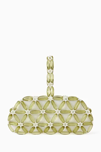 Tebea Top-handle Clutch in Beads & Satin
