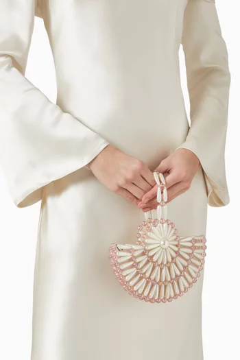 Small Selene Top-Handle Bag in Satin & Beads