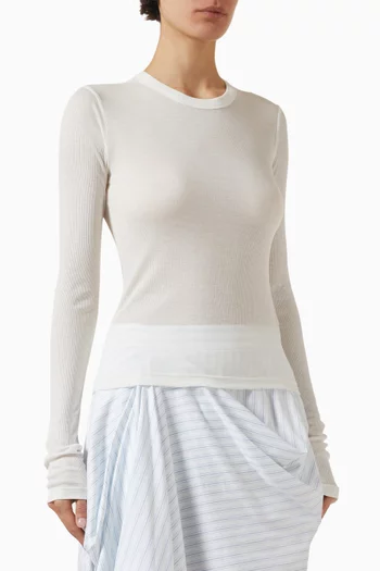 بلوزة بفتحة رقبة مستديرة مايكرو مودال