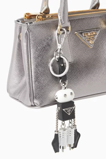 Robot Keychain Charm in Saffiano Leather