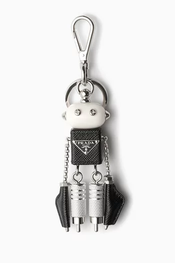 Robot Keychain Charm in Saffiano Leather