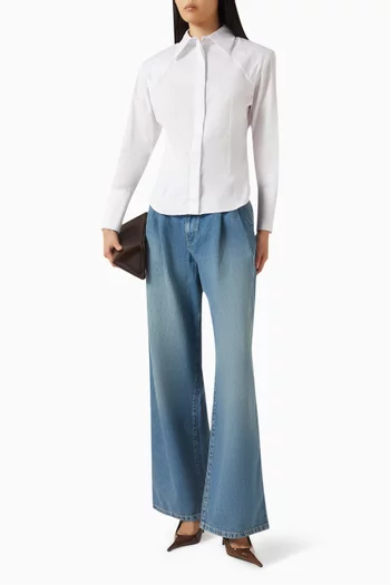 Back Drape Boxy Shirt in Cotton Poplin