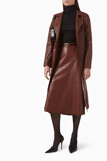 تنورة فانيين متوسطة الطول جلد