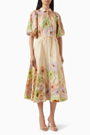 فستان فينيس بنمط قميص مزيج قطن