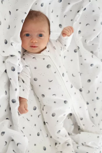 Starlit Moon Zip Sleepsuit in Bamboo & Cotton