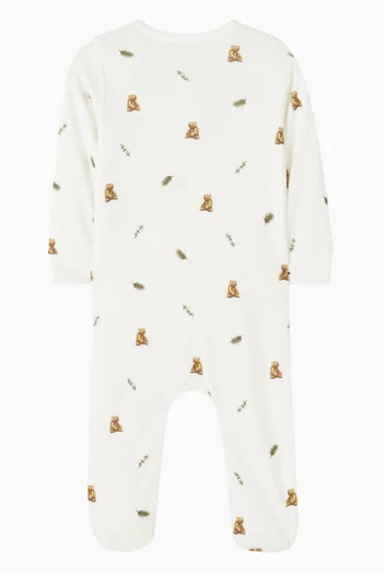 Brown Bear Zip Sleepsuit in Bamboo & Cotton