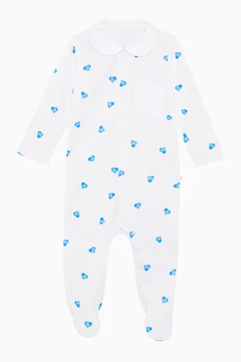 Heart Collar Sleepsuit in Bamboo & Cotton